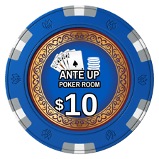 Poker chips placed into a central pot as an ante