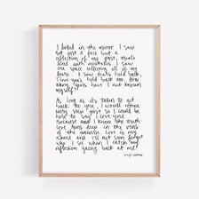 A handwritten poetic tribute on a page.