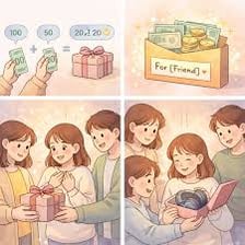 Several people contributing money toward one shared purchase.