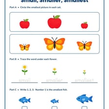Three objects arranged by size, with one clearly the smallest