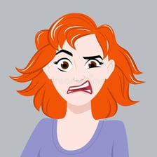 A person or cartoon character making a disgusted face.