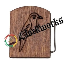 A traditional cuckoo clock with its small bird door open.