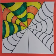 Examples of colorful pop art and geometric optical art