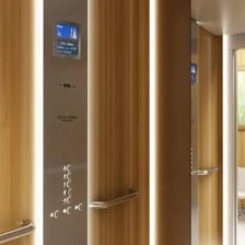 The interior and doors of an Otis elevator