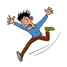 A person running away at full speed