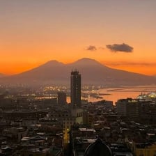 The city of Naples with Mount Vesuvius in the background