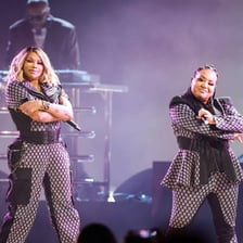 The hip-hop duo Salt-N-Pepa performing together.