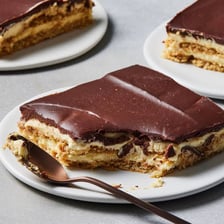 A chocolate-glazed éclair pastry