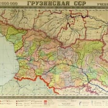 A historical map showing the Georgian Soviet Socialist Republic within the Soviet Union.
