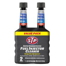 A bottle of STP automotive fuel additive.