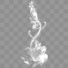 A narrow wisp of smoke rising against a plain background.
