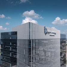 A Liberty Mutual insurance sign on a company building.
