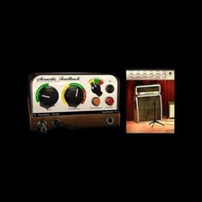 An electric guitar connected to an amplifier.