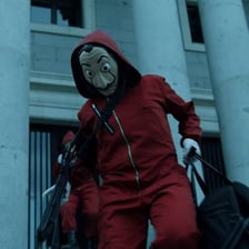 Promotional imagery associated with Netflix's Money Heist series.