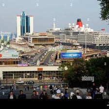 The waterfront and skyline of Odesa, Ukraine, on the Black Sea.