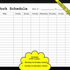 A work schedule showing hours across a week.