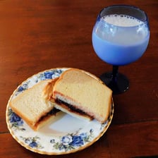 A peanut butter and jelly sandwich made with plant-based ingredients
