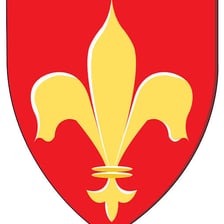 A stylized fleur-de-lis emblem