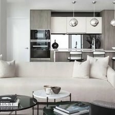 The interior of a modern condominium apartment.