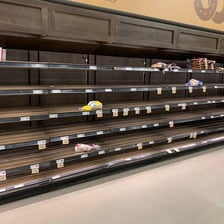 An empty shelf illustrating the absence of supplies