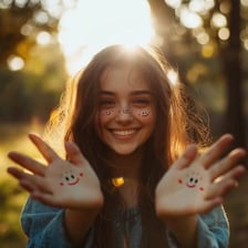 A happy person smiling broadly.