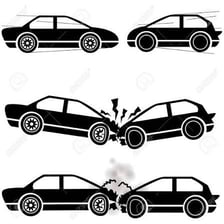 One vehicle colliding forcefully with another