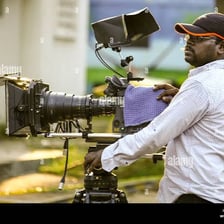 A film camera recording a movie scene