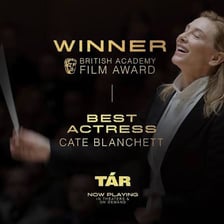 Actor Cate Blanchett at an awards event during the period of her Tár Oscar nomination.