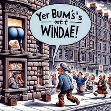 Illustration representing a Scottish speaker saying “nae”