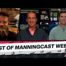 Eli Manning appearing on the ManningCast sports broadcast