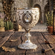An ornate chalice shaped as a drinking cup.