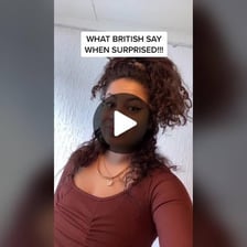 A person making a surprised exclamation in a British setting.