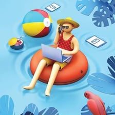 A person relaxing during time away from work.