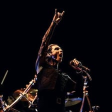 Intense performer giving a passionate stage performance