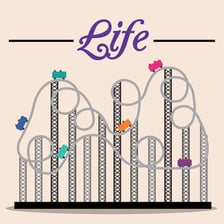 A roller coaster track with prominent rises and drops.