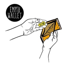 An open wallet with no money inside.