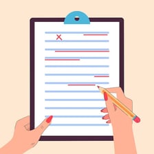 A person correcting an error on a document