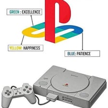 A Sony PlayStation console displayed with Sony branding