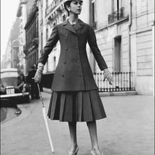 A-line dress fitted at the top and flaring toward the hem.