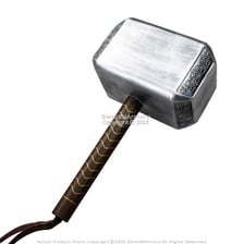 A depiction of Thor, the Norse thunder god, holding his hammer