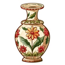 A playful illustration of a vase traveling back toward a home