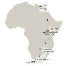 A map locating Cairo and Cape Town on the African continent.