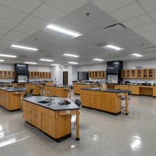A classroom laboratory equipped for chemistry experiments