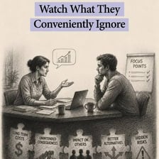 A conceptual scene suggesting a person has an ulterior motive.