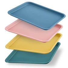 A stack of trays in a cafeteria