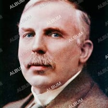 A portrait of physicist Ernest Rutherford.