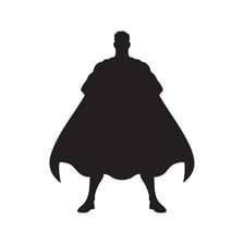 A costumed superhero shown wearing a cape