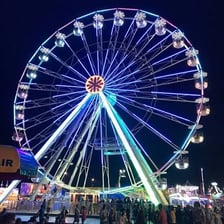 A lively midway at the Iowa State Fair
