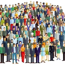 A large crowd gathered together to represent an entire group.