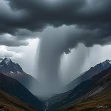 A sudden heavy rainstorm illustrating an abrupt outpouring